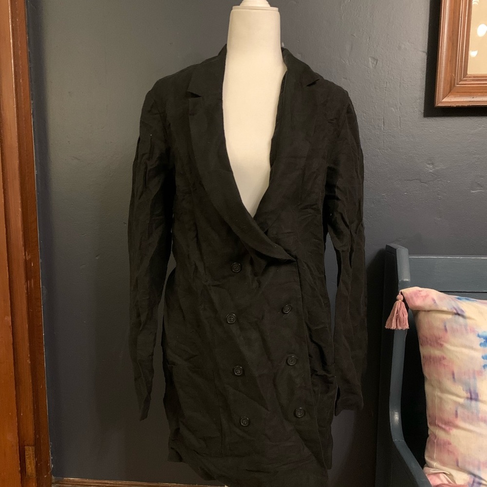Free People linen made in USA large double breasted blazer
